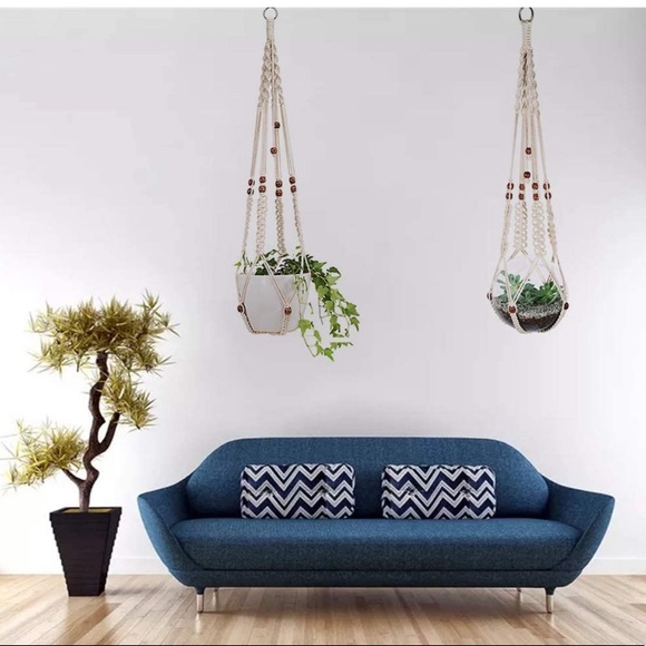 2 Pcs Macrame Plant Hangers, Flower Pot Holders - Picture 2 of 7